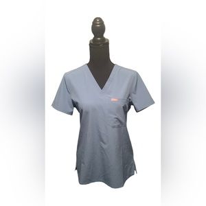 Figs scrub top light blue